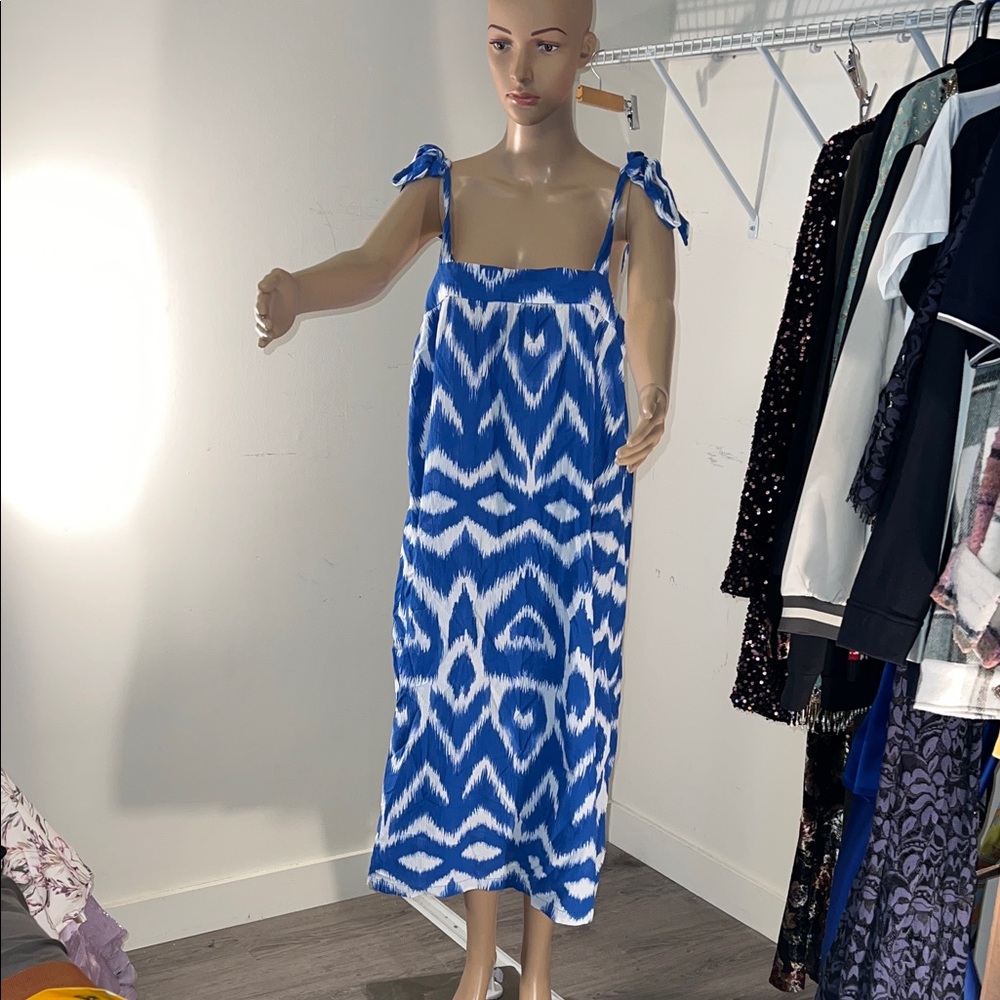 H&M Vibrant Blue and White Midi Dress